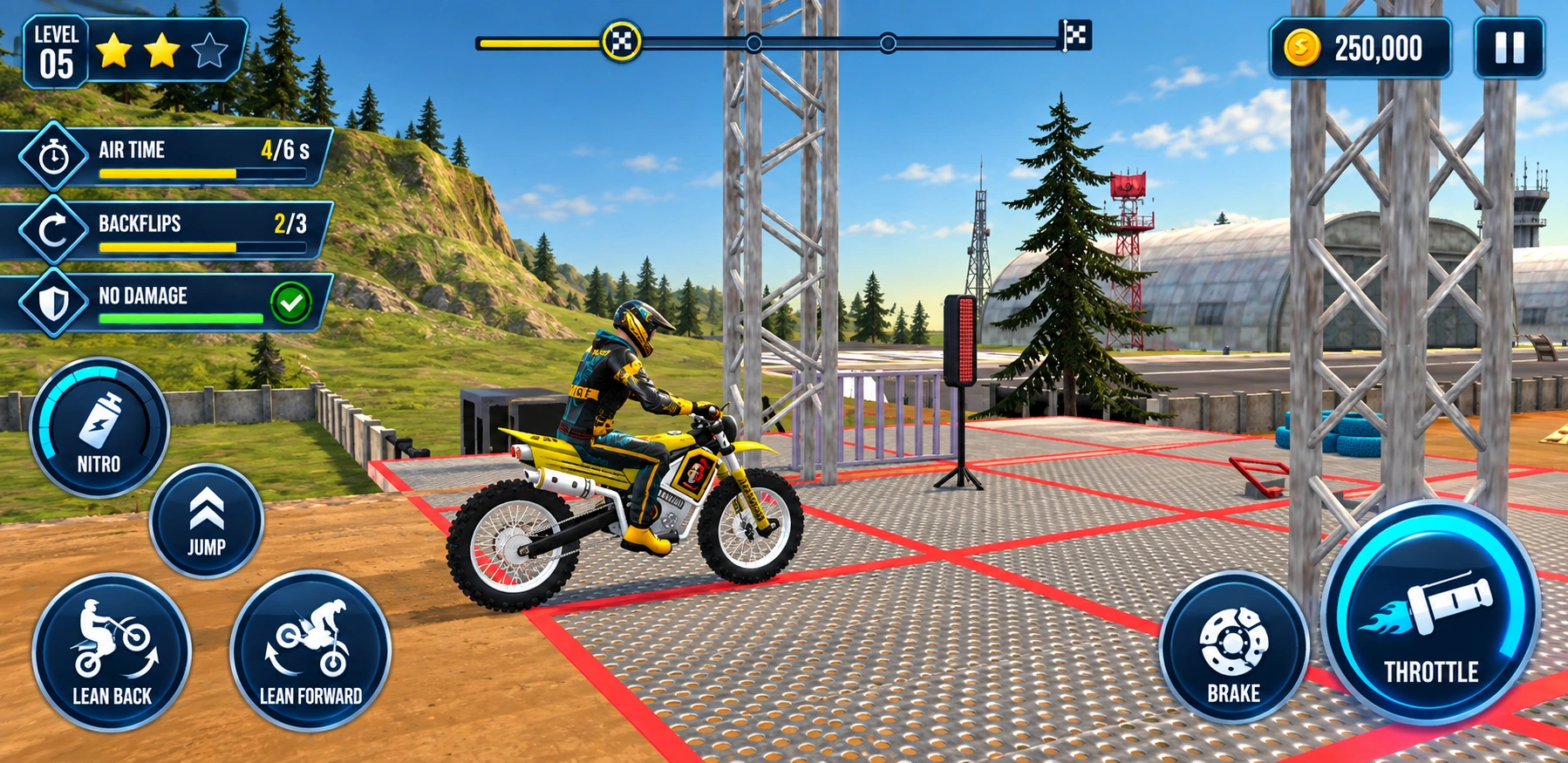 Gameplay HUD / touch controls, objectives and course progress