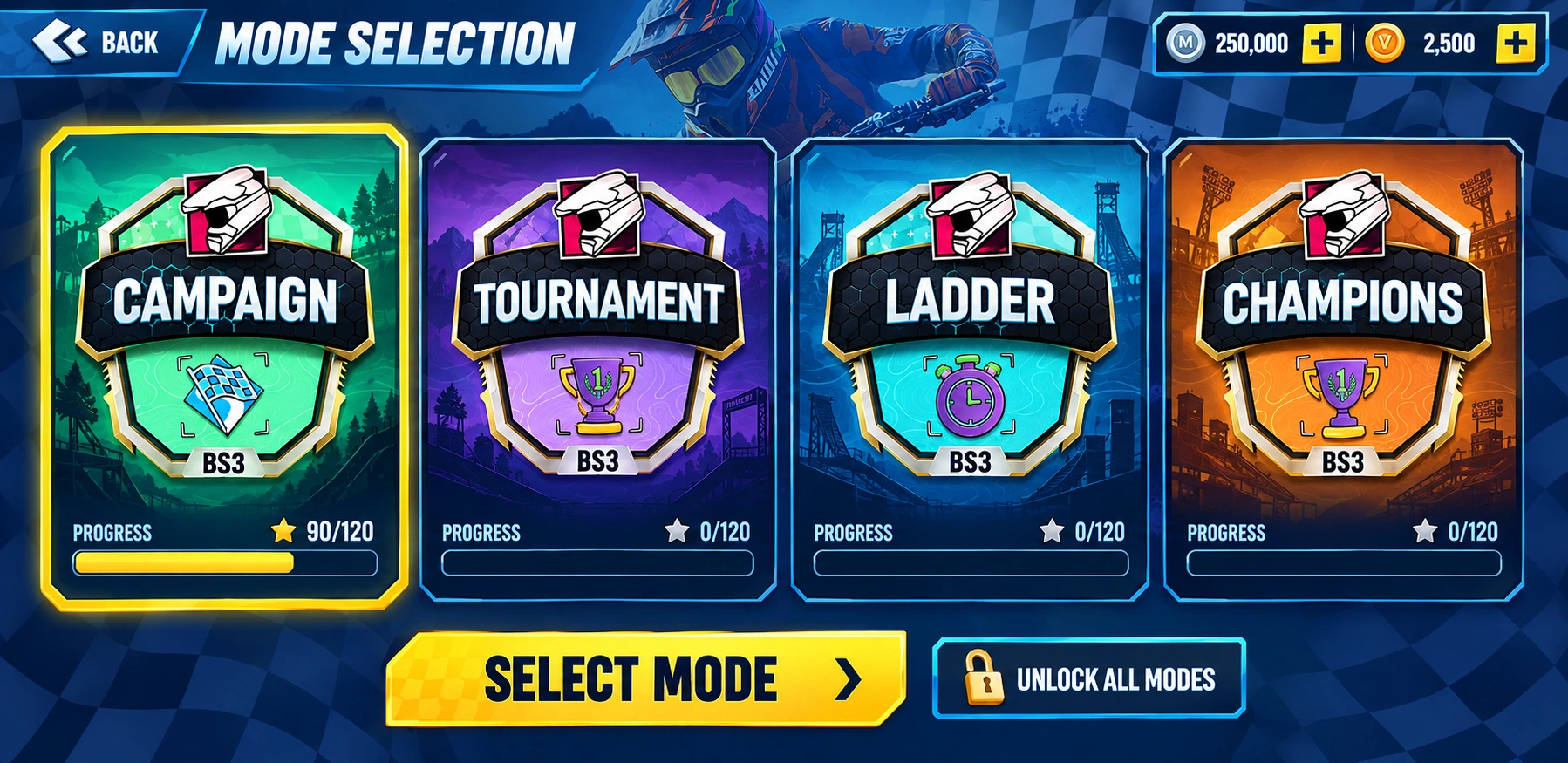 Mode selection / campaign, tournament, ladder and champions