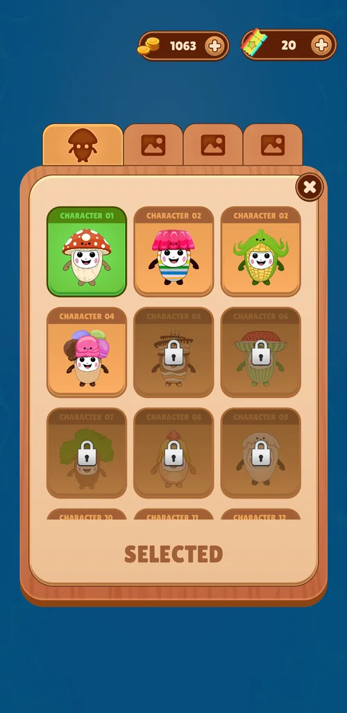 Inventory / character selection and locked items