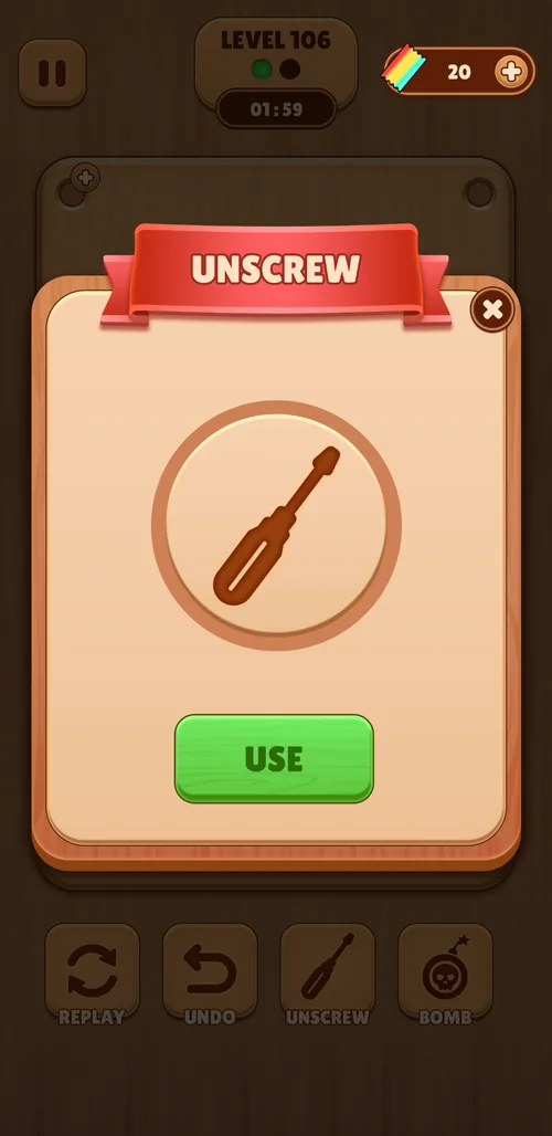 Unscrew / tool activation