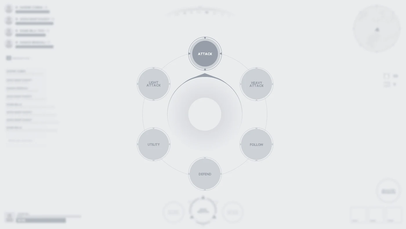 Radial menu wireframe / contextual action selection